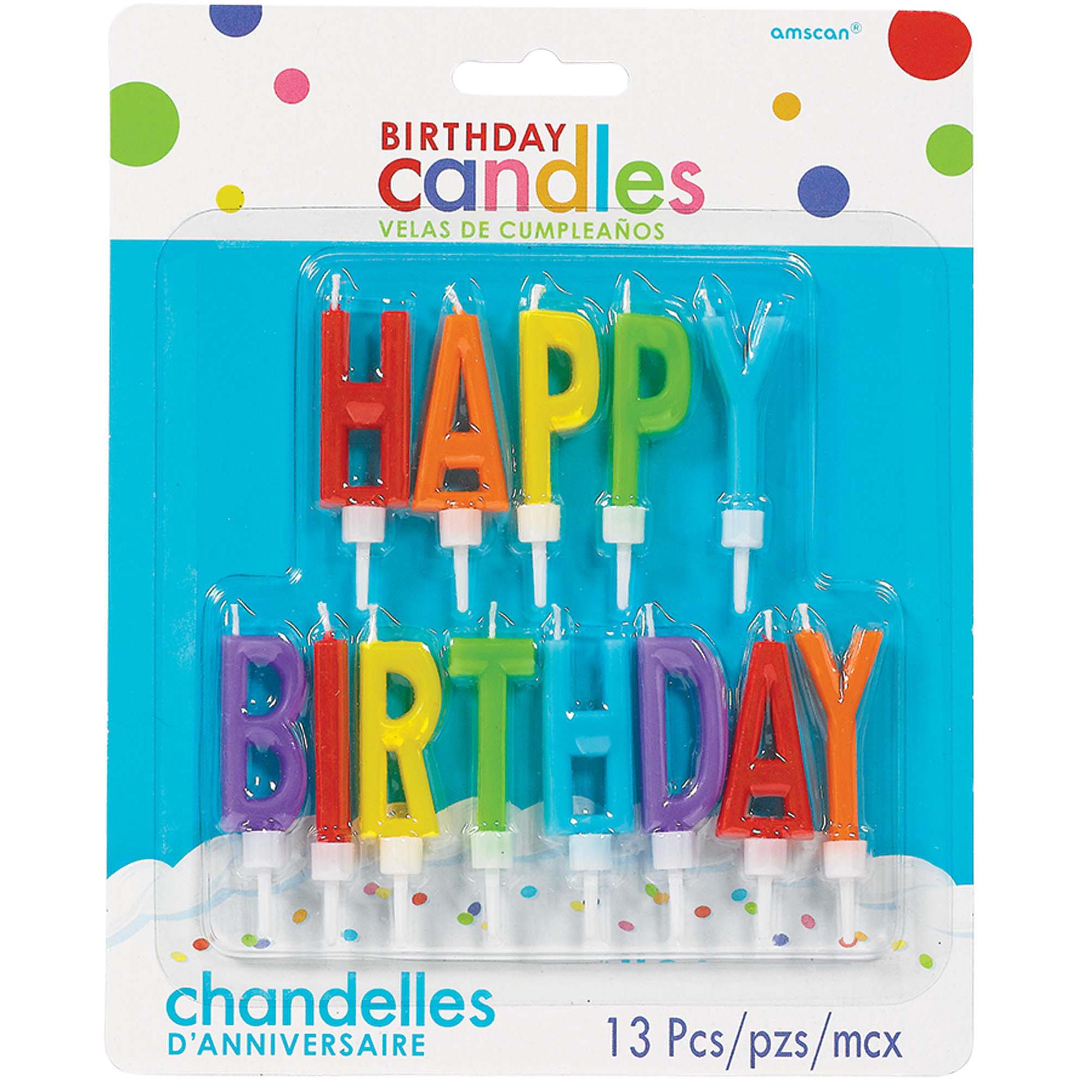 Primary Happy Birthday Letter Candles 13pcs Party Accessories - Party Centre