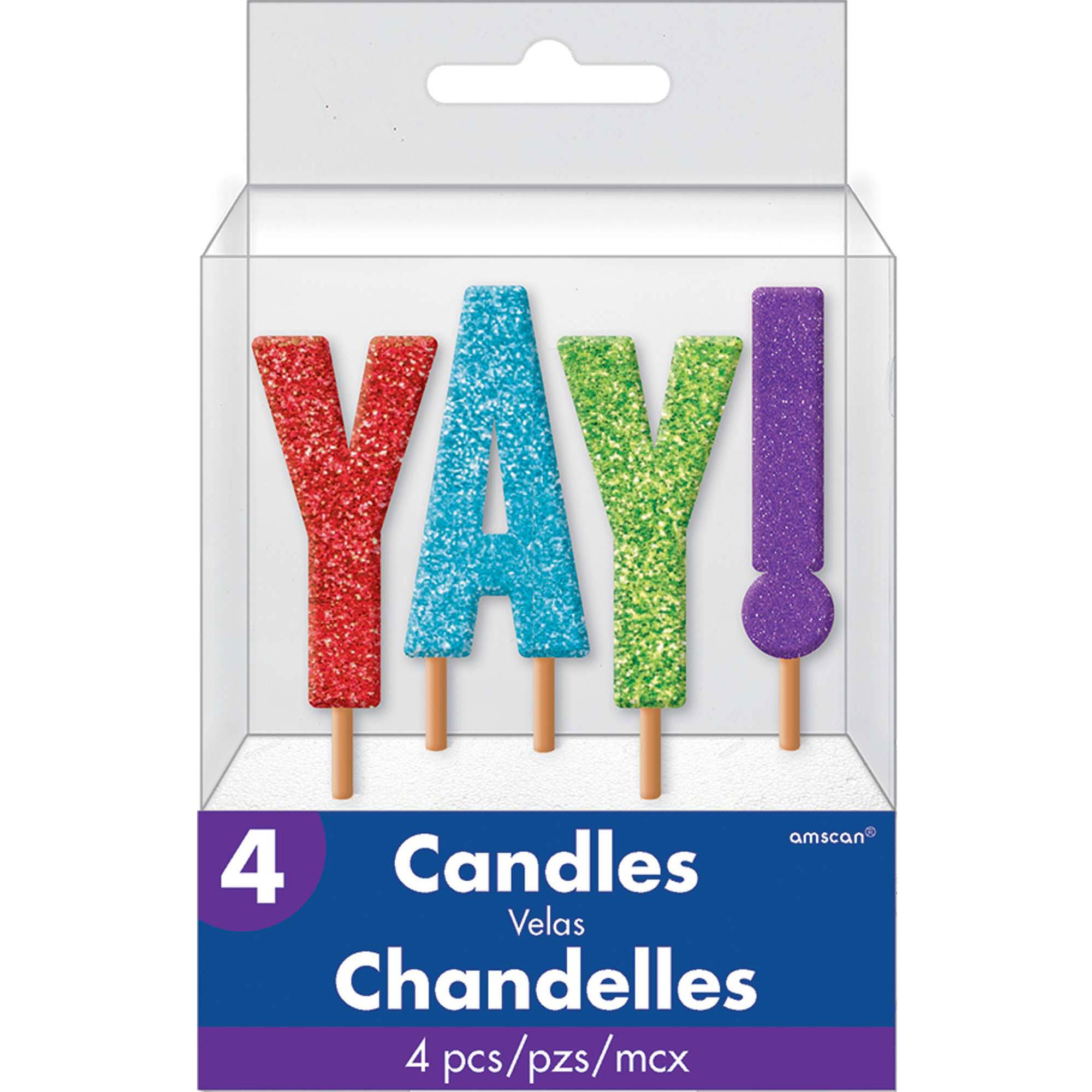 YAY! Glitter Pick Candles 4in, 4pcs Party Accessories - Party Centre