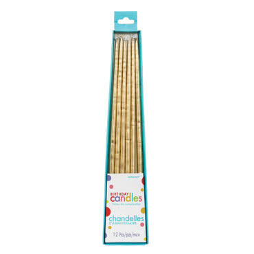 Gold Thin Tape Candles 10in,12pcs