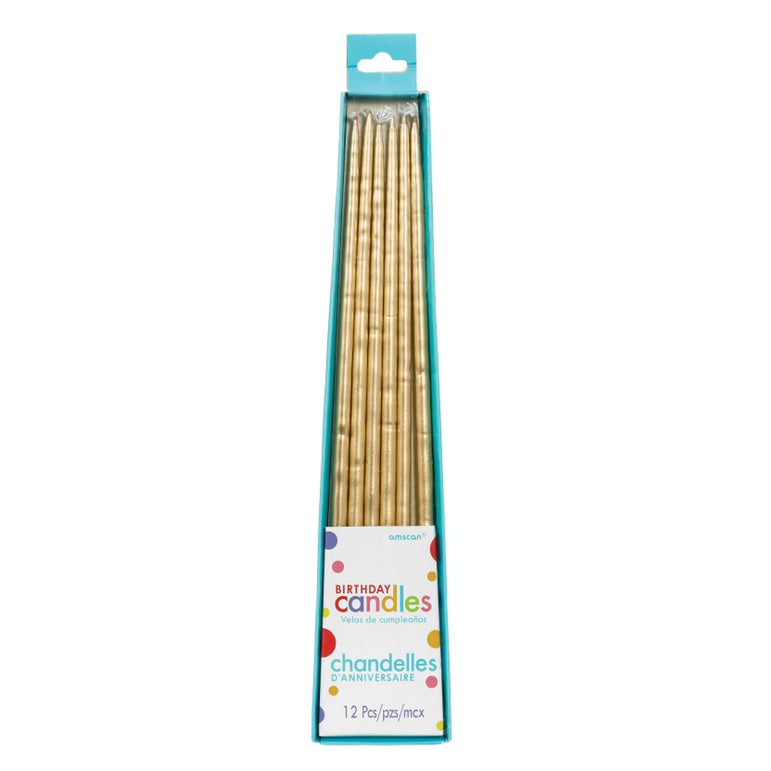 Gold Thin Tape Candles 10in,12pcs