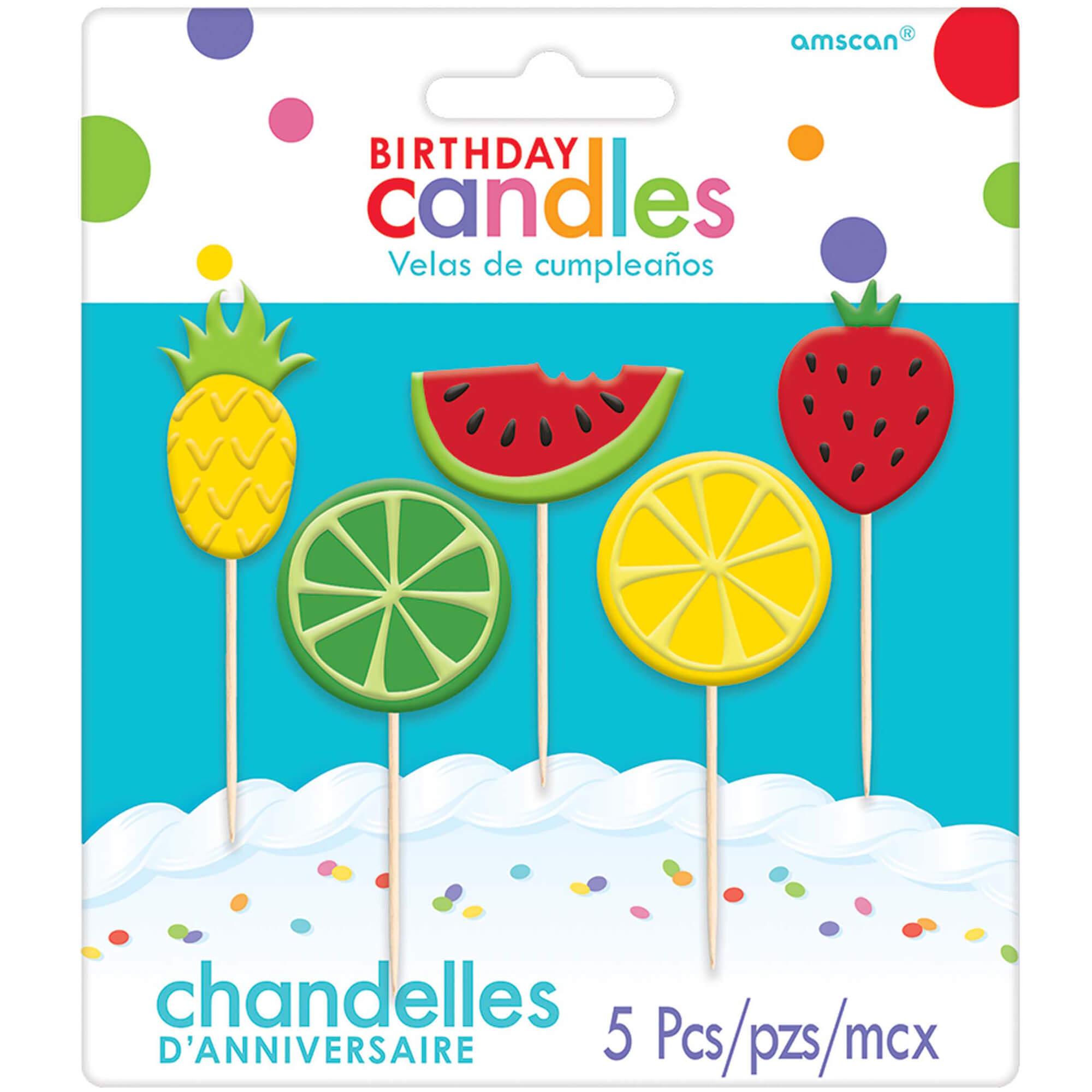 Fruit Icons Molded Candles 5pcs Party Accessories - Party Centre