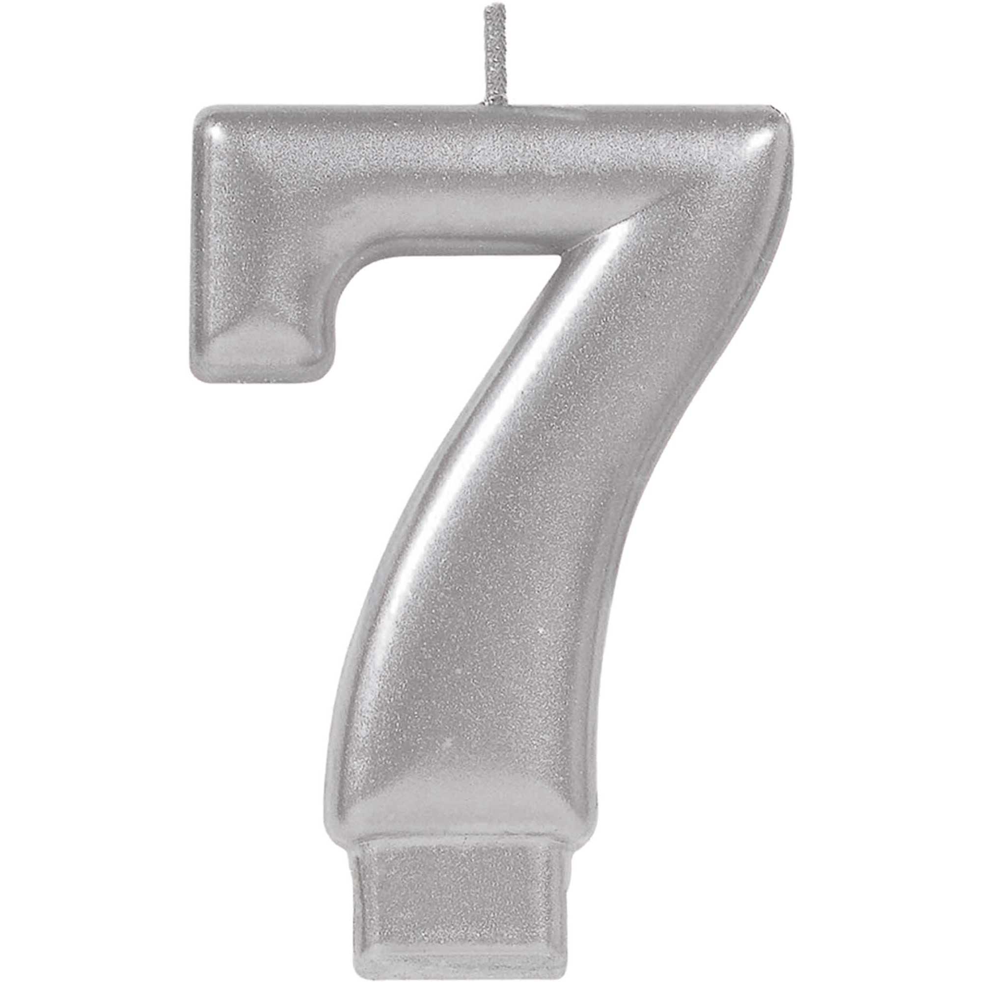 #7 Silver Numeral Metallic Candle