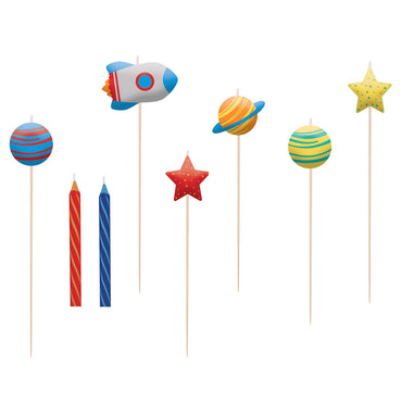 Blast Off Birhday Candle Mix 8pcs Party Accessories - Party Centre