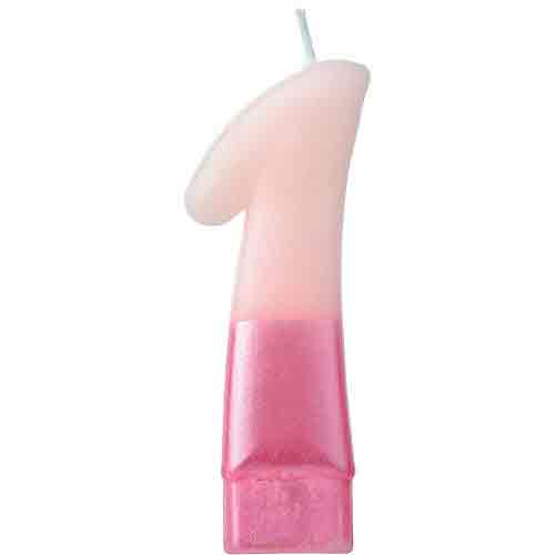 Numeral #1 Metallic Pink Moulded Candle