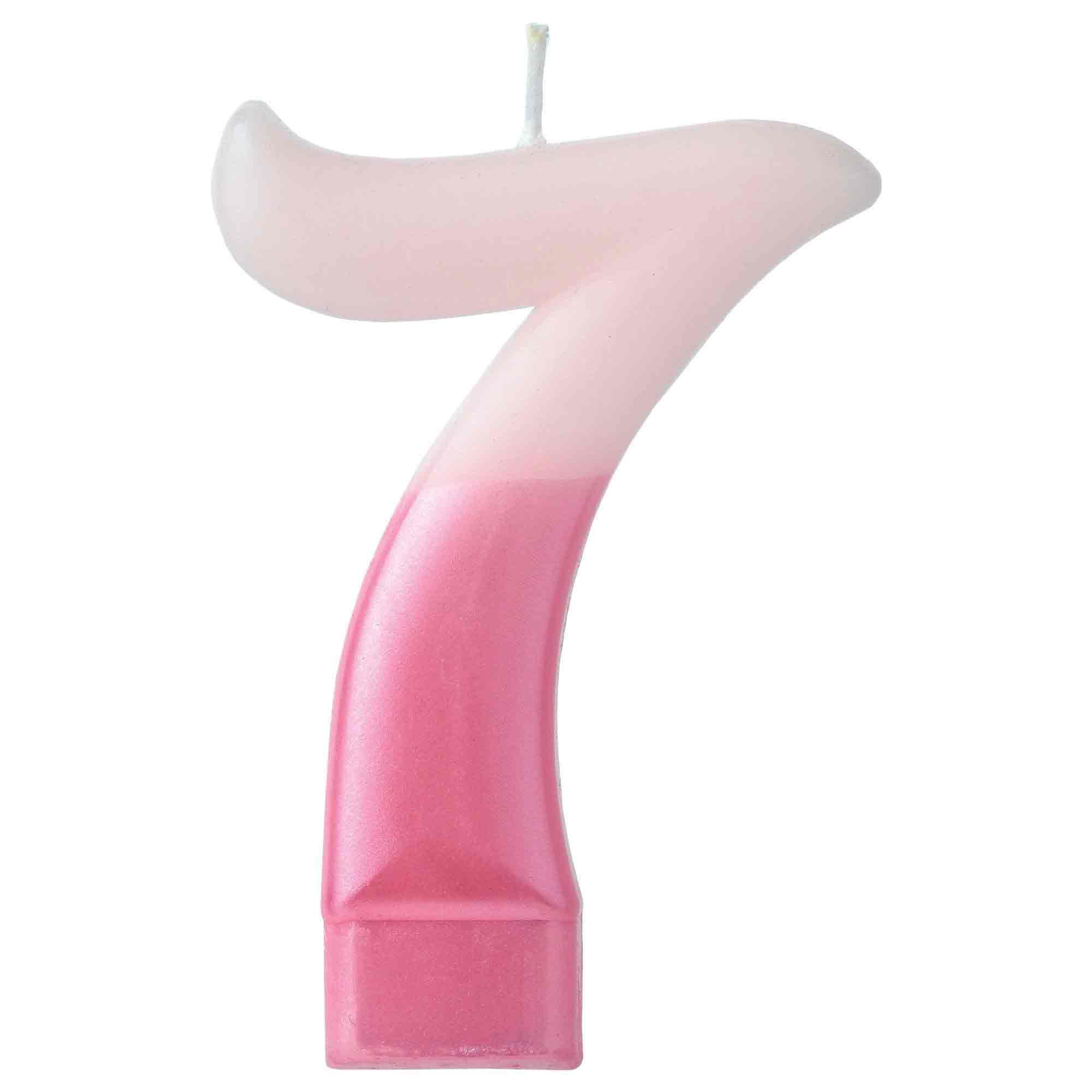 Numeral #7 Metallic Pink Candle