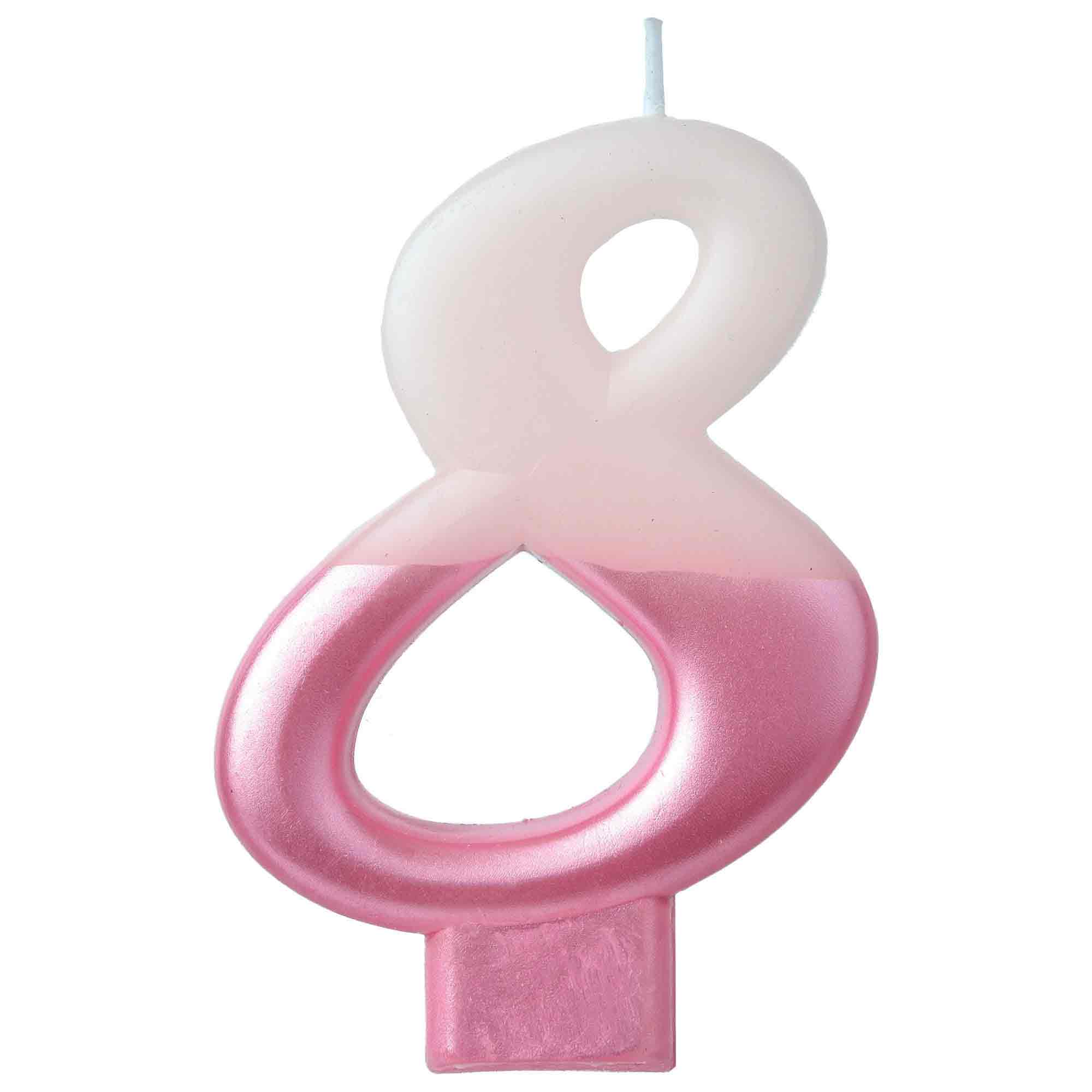 Numeral #8 Metallic Pink Candle