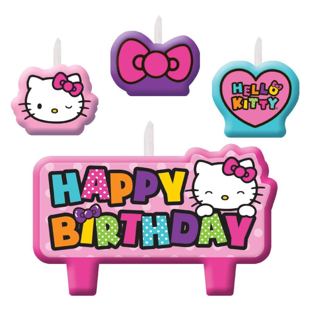 Hello Kitty Rainbow Birthday Candle Set 4pcs Party Accessories - Party Centre
