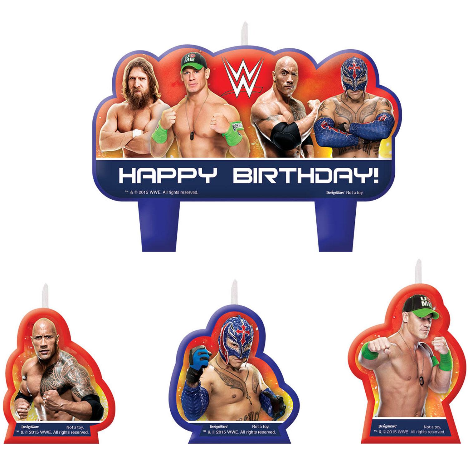WWE Birthday Party Candle Set, 4pcs Party Accessories - Party Centre