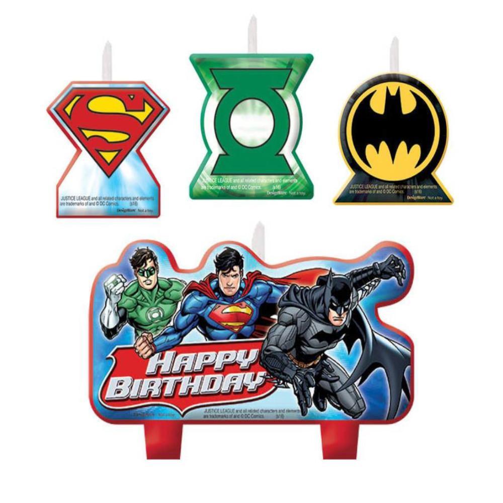 Justice League Birthday Candle Set 4pcs Party Accessories - Party Centre