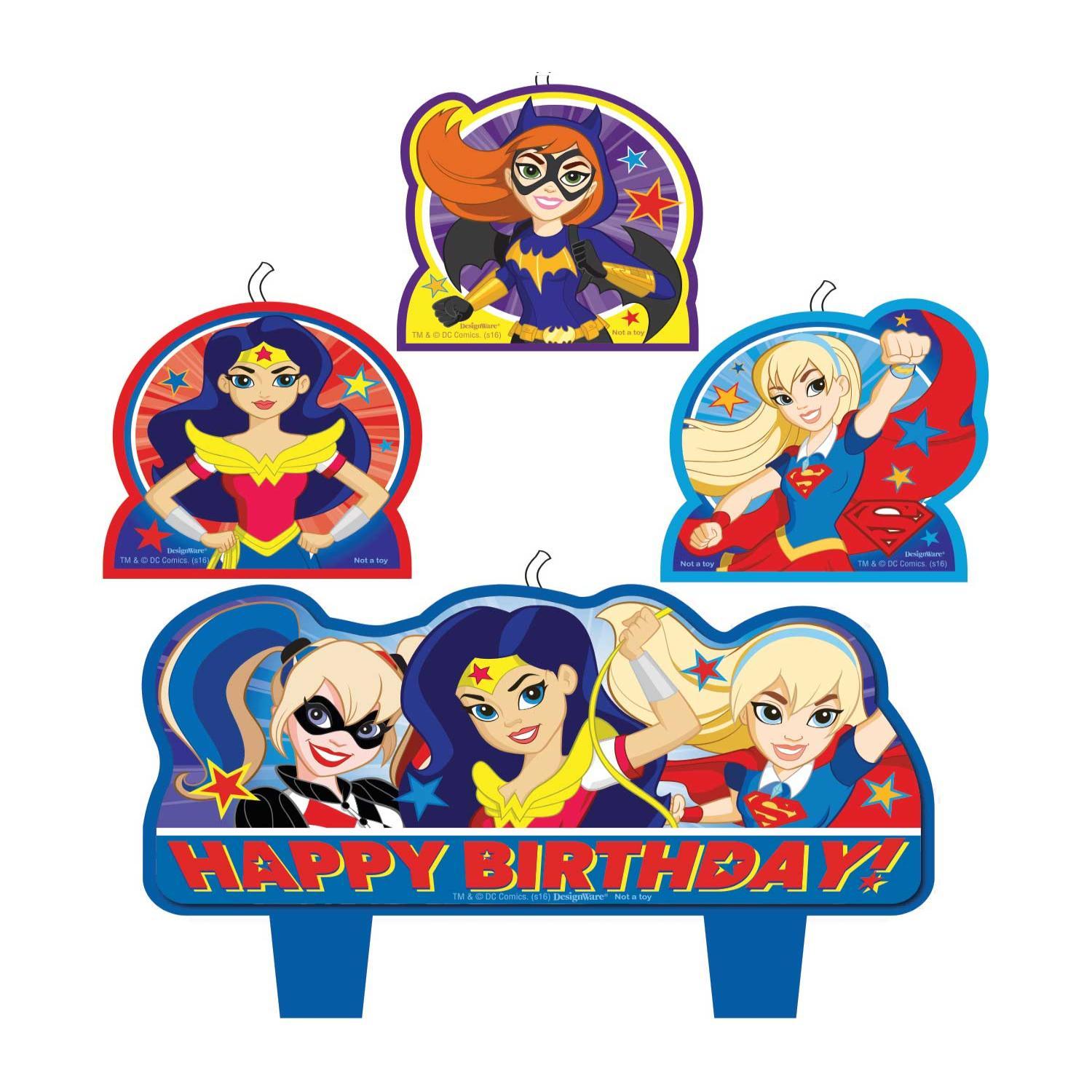 DC Superhero Girls Birthday Candle Set Party Accessories - Party Centre