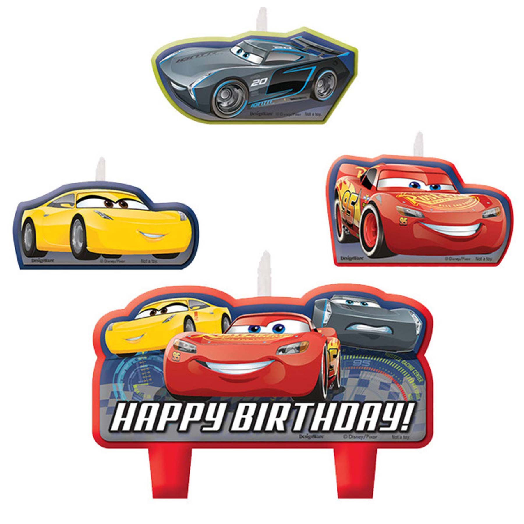 Disney Cars 3 Birthday Candle Set 4pcs Party Accessories - Party Centre