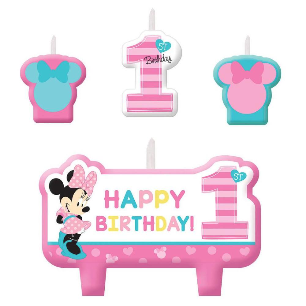 Minnie's  Fun To Be One Birthday Candle Set 4pcs Party Accessories - Party Centre