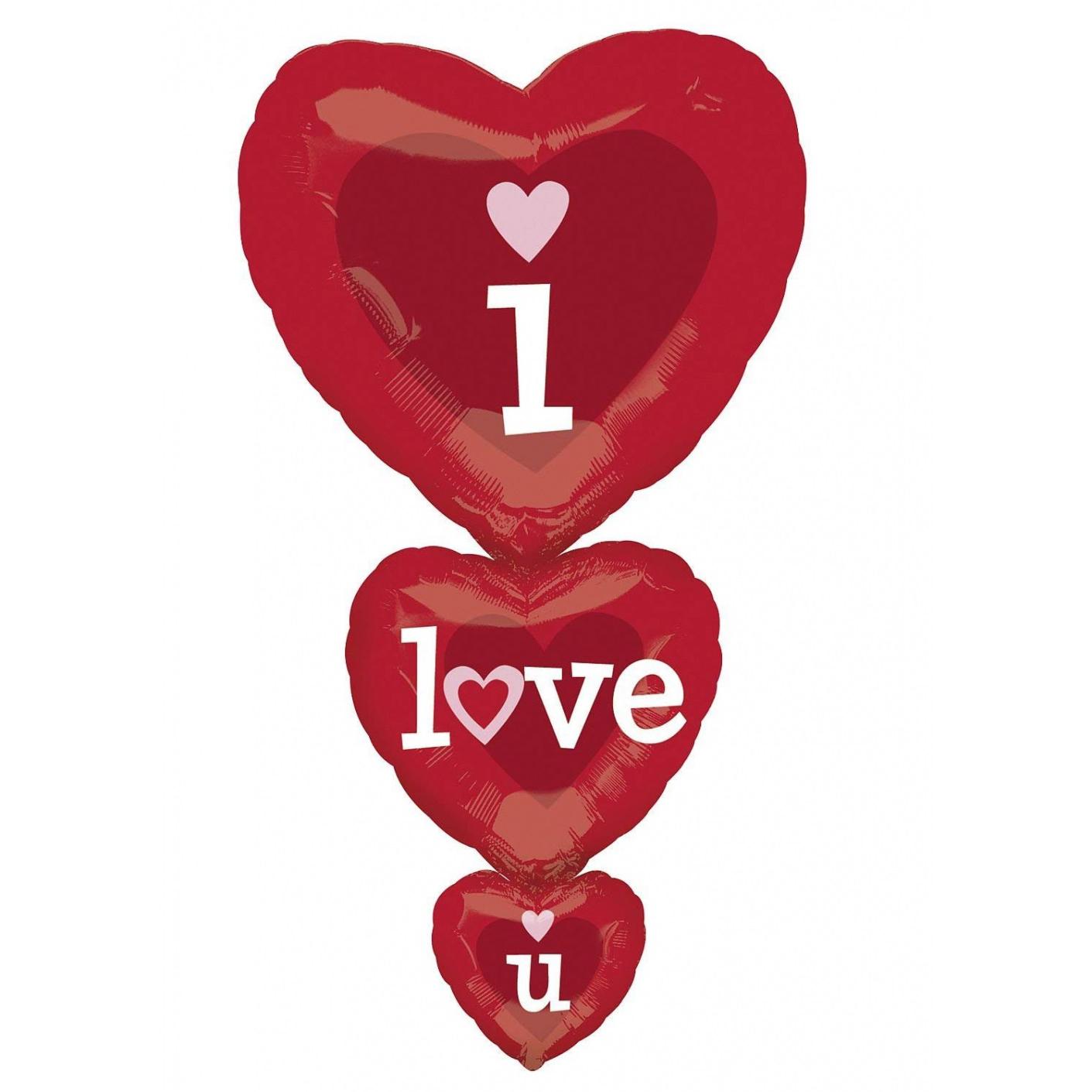 I Love You Stacker Foil Balloon 20 x 36in Balloons & Streamers - Party Centre