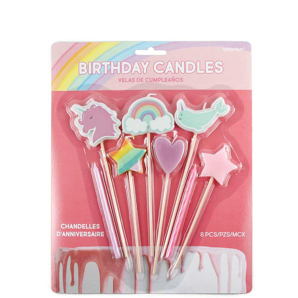Magical Rainbow Candle Mix 8pcs Party Accessories - Party Centre