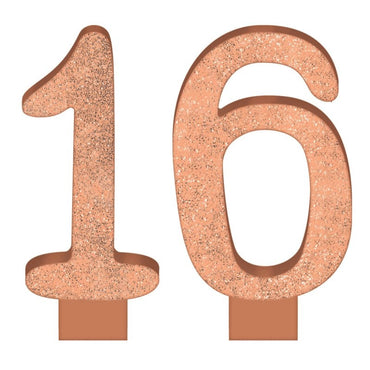 Sixteen Blush Numeral Birthday Candles Glitter