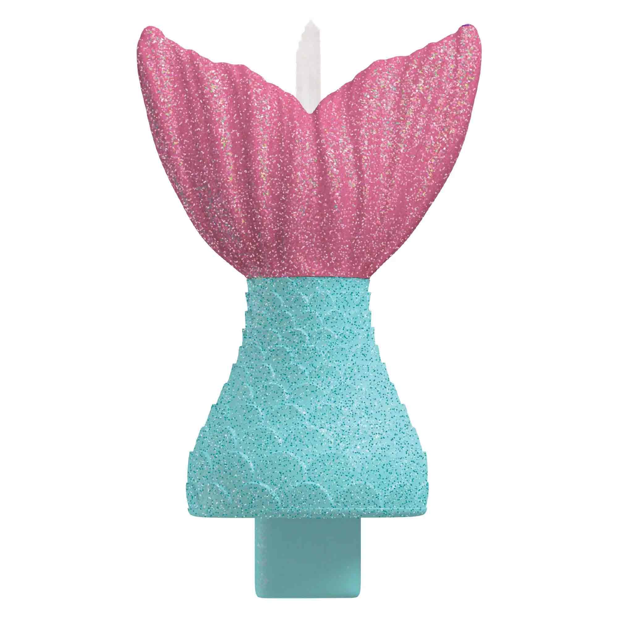 Shimmering Mermaids Tail Birthday Candle with Glitter