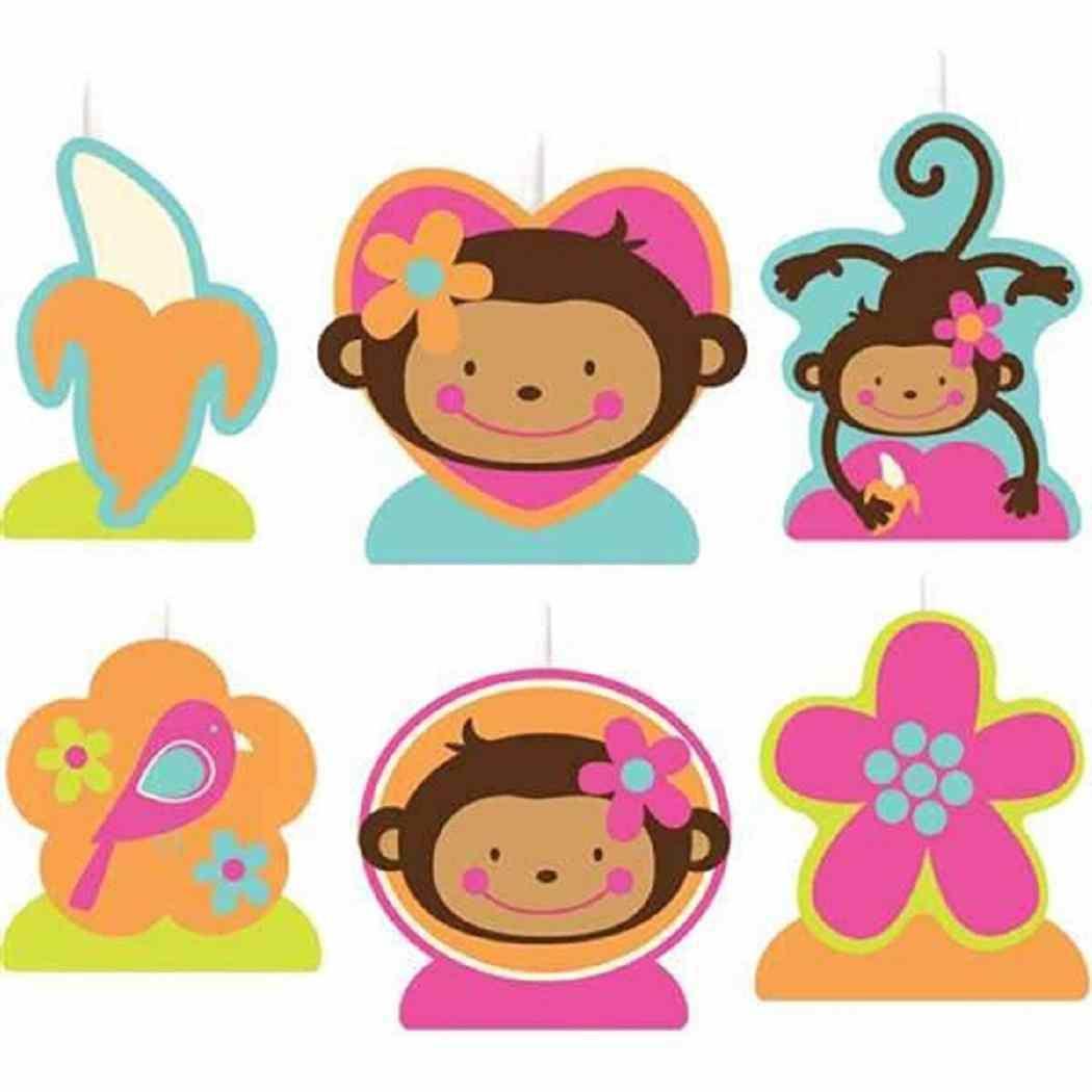 Monkey Love Moulded Cake Candles 6pcs Party Accessories - Party Centre