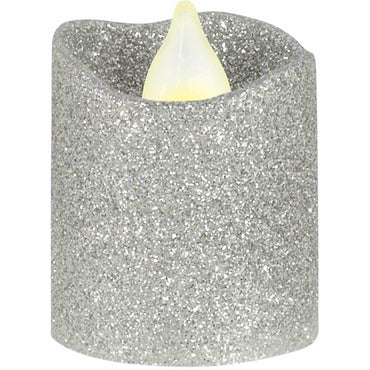 Silver LED Glitter Votives Candles 6pcs Party Accessories - Party Centre