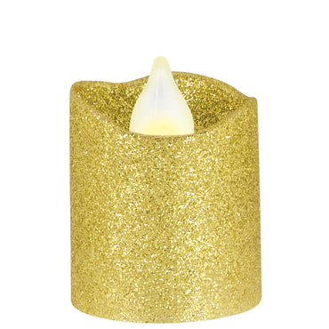 Gold LED Glitter Votives Candles 6pcs Party Accessories - Party Centre