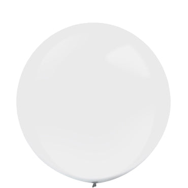 Frosty White Standard Latex Balloons 24in, 4pcs Balloons & Streamers - Party Centre