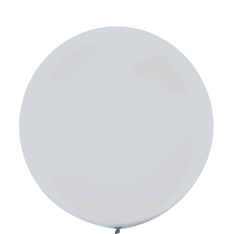 Metallic Silver Latex Balloons 24in, 4pcs Balloons & Streamers - Party Centre