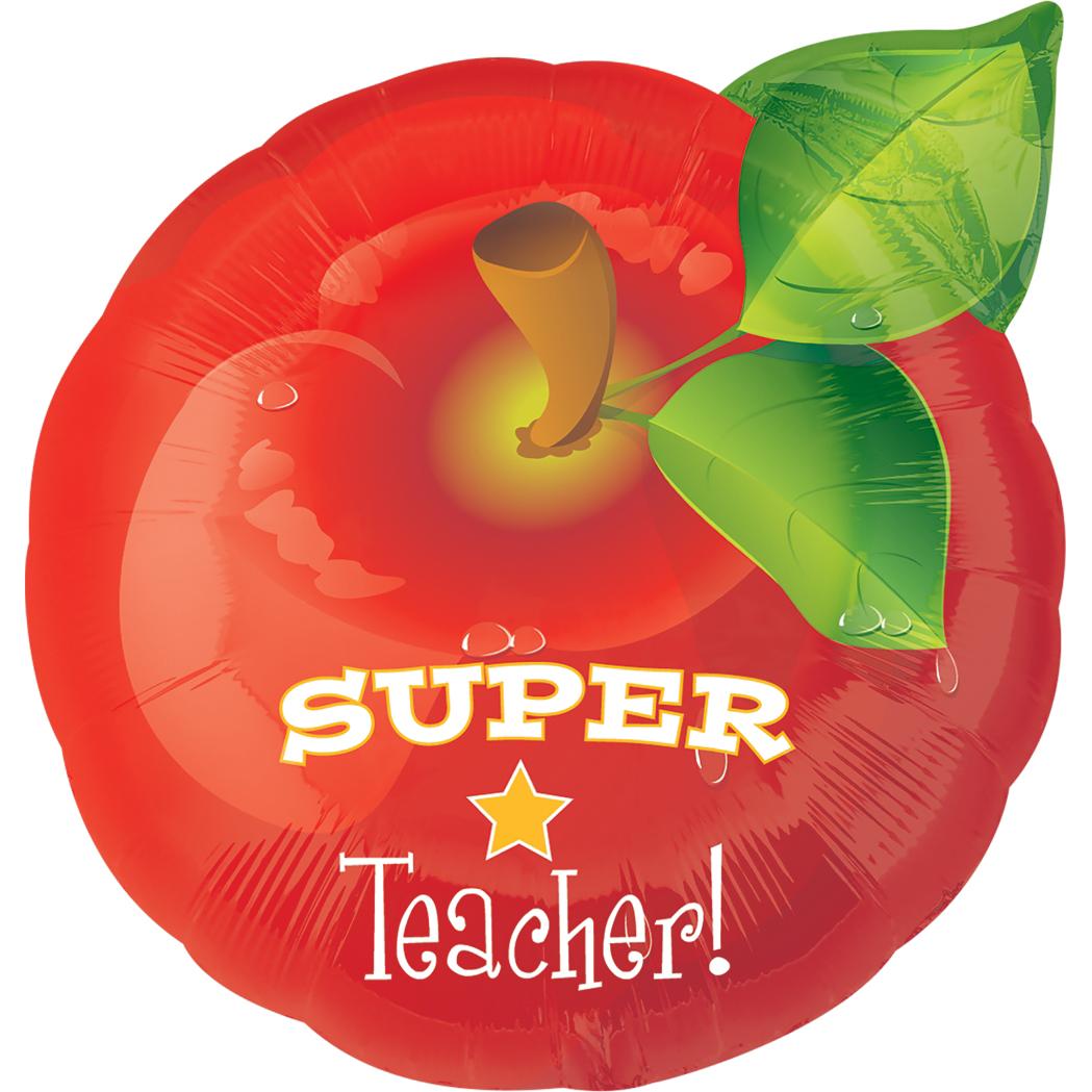 Super Teacher Apple Junior Shape Balloon 18in Balloons & Streamers - Party Centre