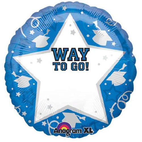 Blue Way To Go Grad Personalized Balloon 22in Balloons & Streamers - Party Centre