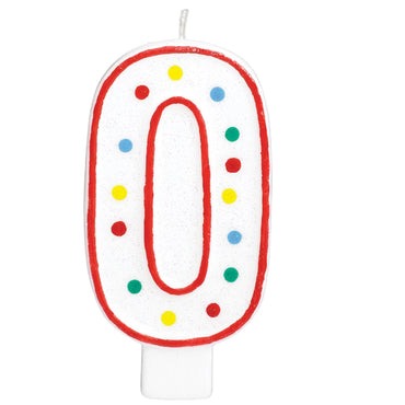 Number 0  Polka Dot Molded Candle 5in Party Accessories - Party Centre