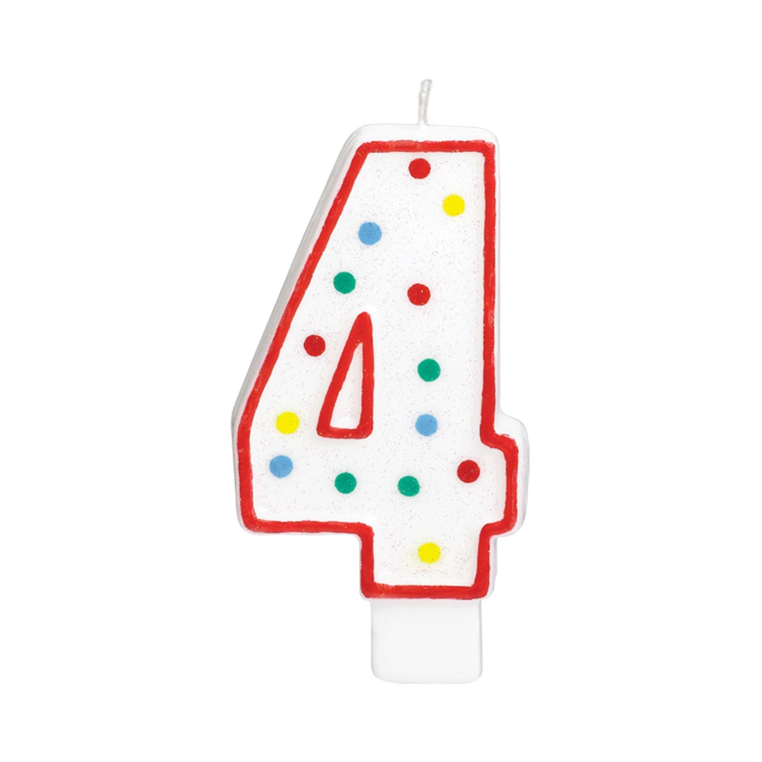 Number 4  Polka Dot Molded Candle 5in Party Accessories - Party Centre