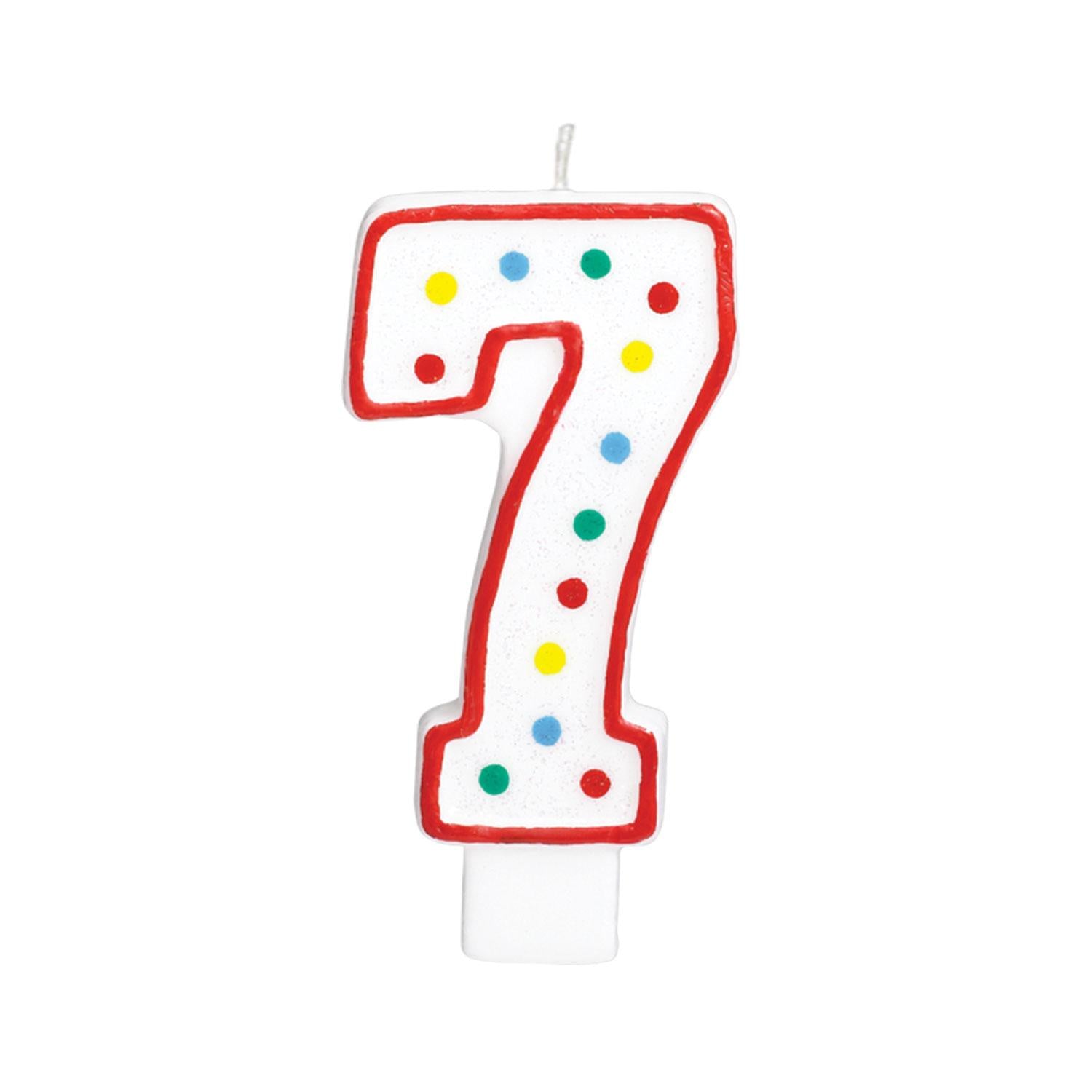 Number 7  Polka Dot Molded Candle 5in Party Accessories - Party Centre
