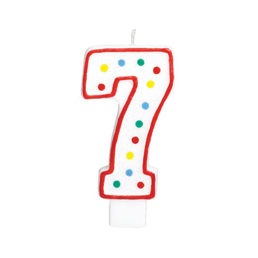 Number 7  Polka Dot Molded Candle 5in Party Accessories - Party Centre