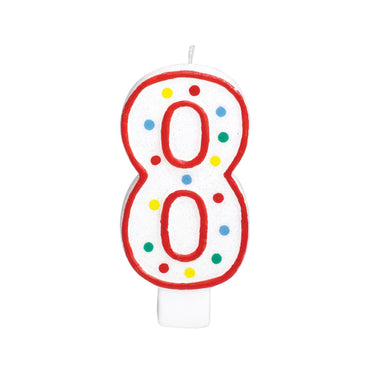 Number 8  Polka Dot Molded Candle 5in Party Accessories - Party Centre