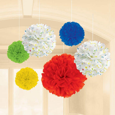 Balloon Bash Fluffy Tissue 6pcs Decorations - Party Centre