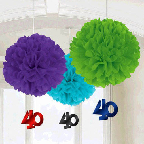 40th Birthday Fluffy With Danglers 3pcs