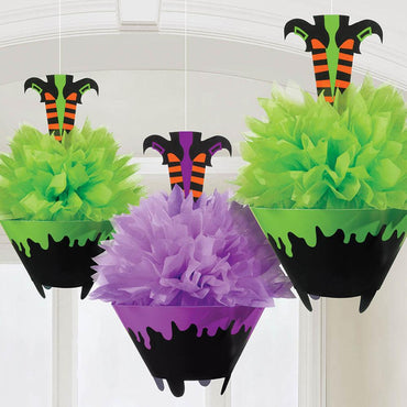 Witch Fluffy Decoration 3pcs Decorations - Party Centre