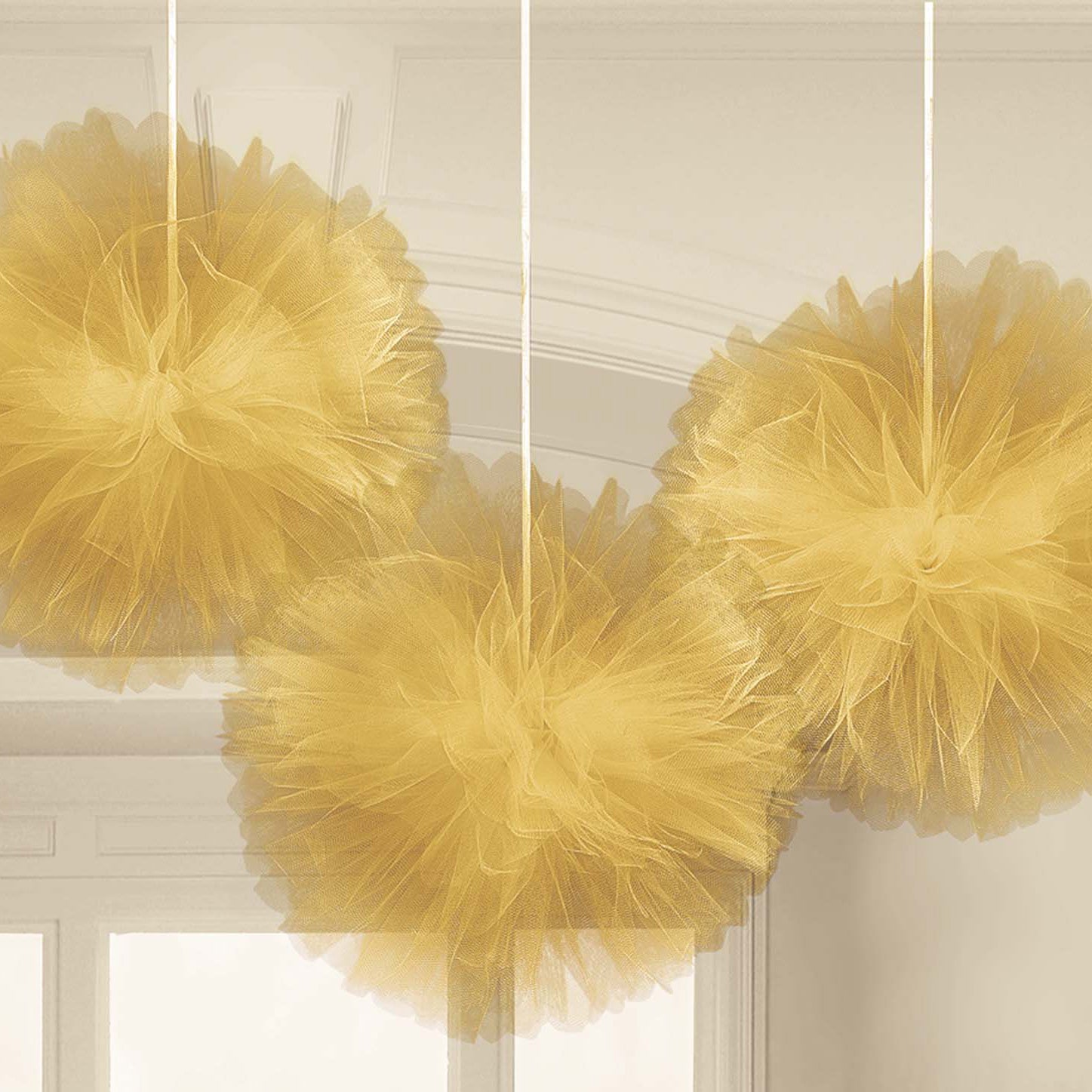 Gold Fluffy Tulle Decoration 3pcs