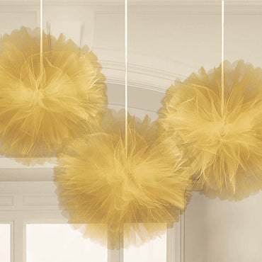 Gold Fluffy Tulle Decoration 3pcs