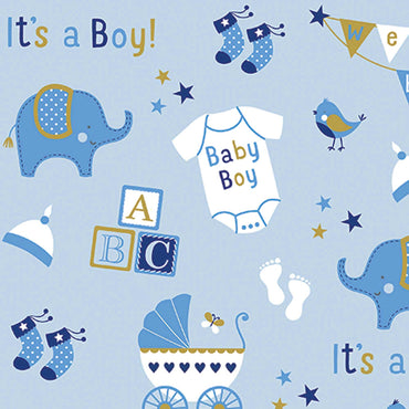 Baby Boy Elephant Jumbo Paper Gift Wrap Party Favors - Party Centre