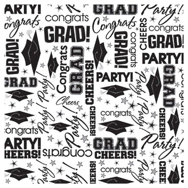 Graduation Black & White Wrapping Tissue Paper 8pcs Party Favors - Party Centre