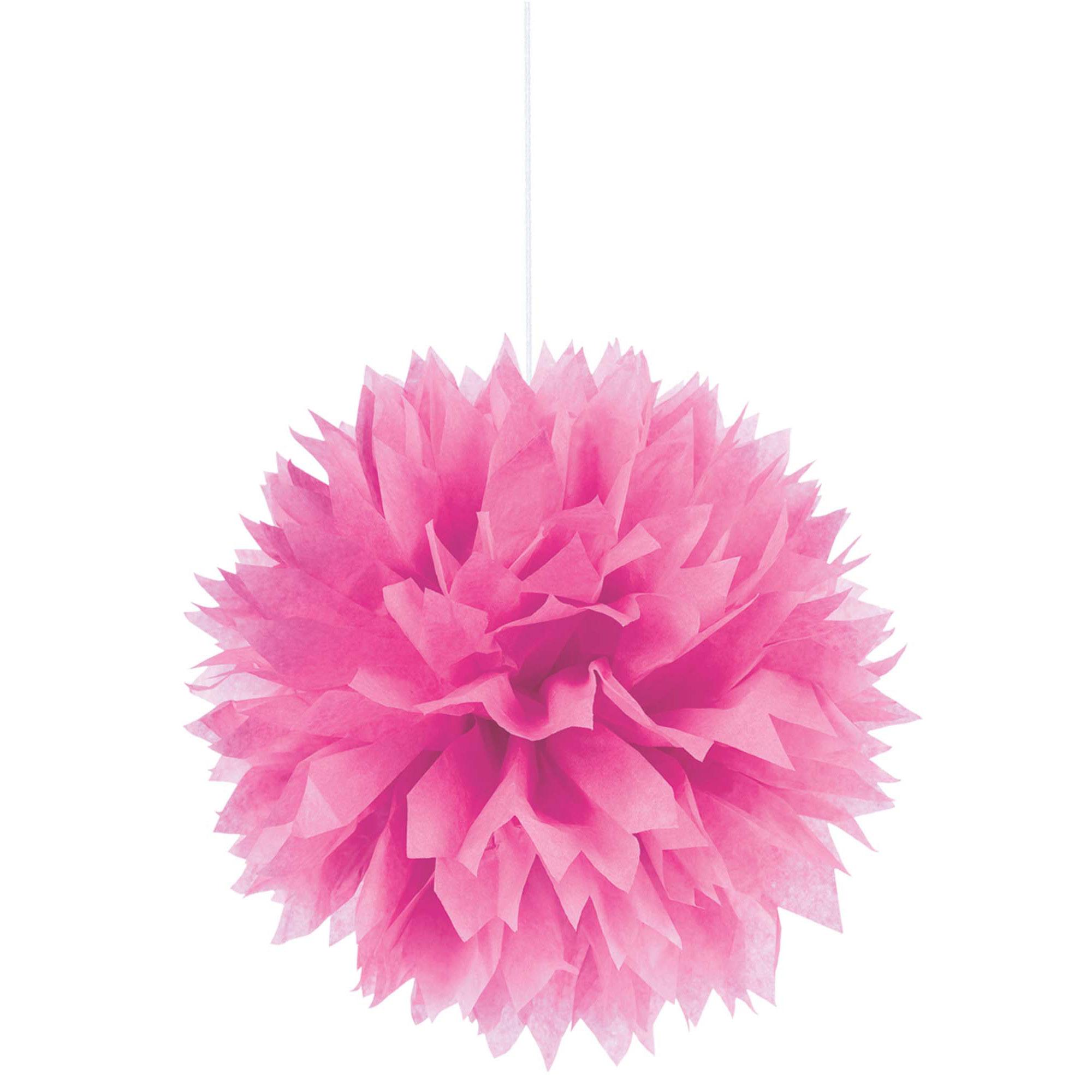 Bright Pink Fluffy Tissue Decorations 3pcs Decorations - Party Centre