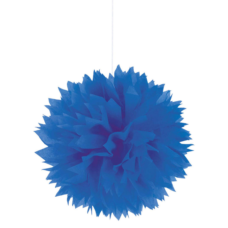 Bright Royal Blue Fluffy Tissue Decorations 3pcs Decorations - Party Centre