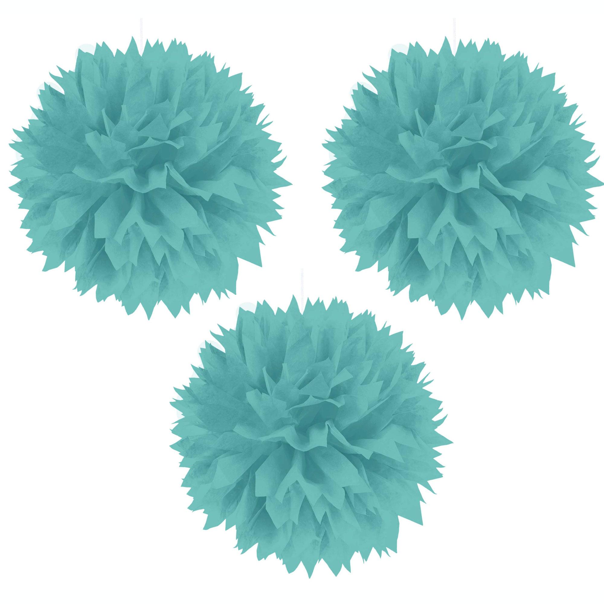 Robin's Egg Blue Fluffy Paper Tissue Decoration 16in Decorations - Party Centre