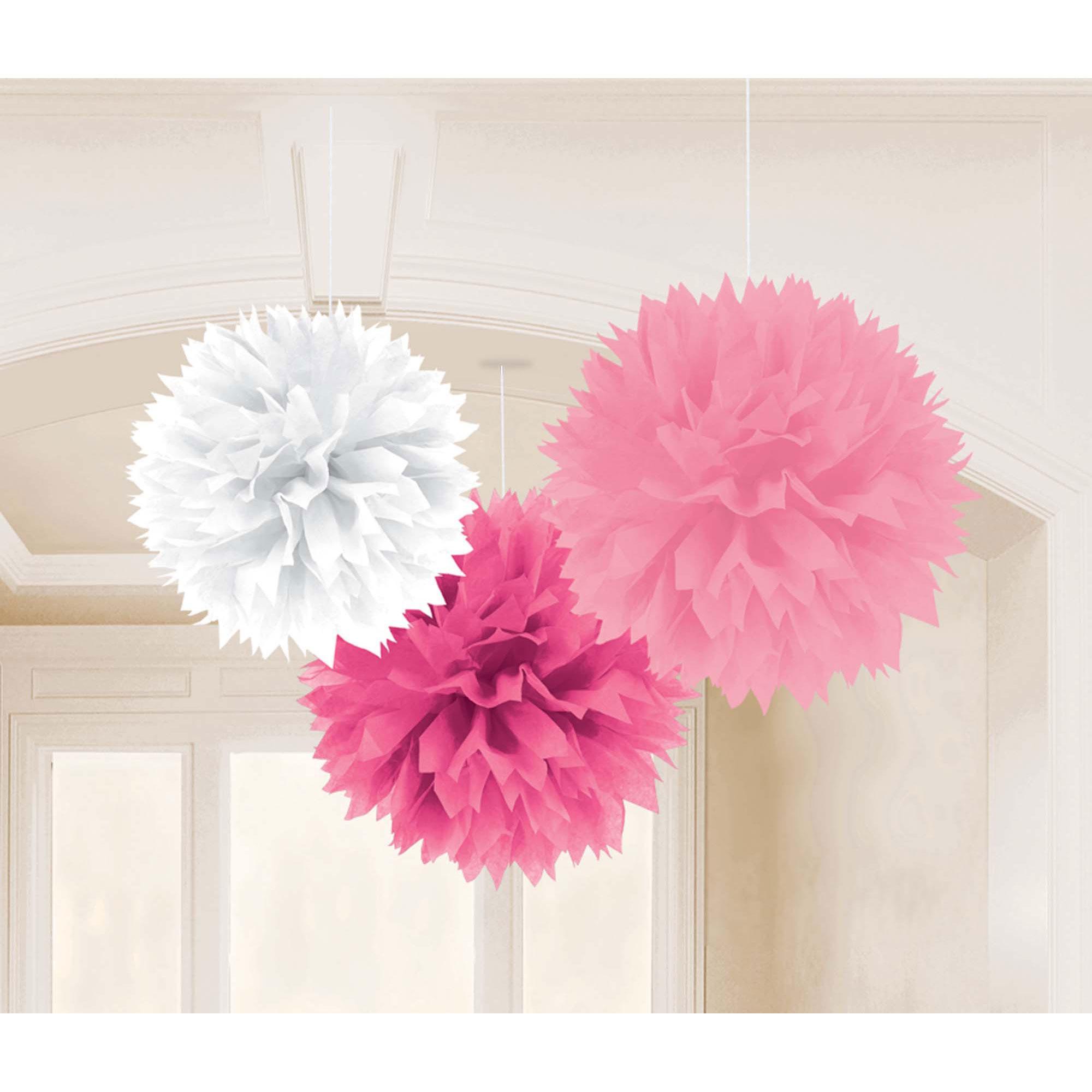 Baby Shower Girl Fluffy Decorations 3pcs Decorations - Party Centre