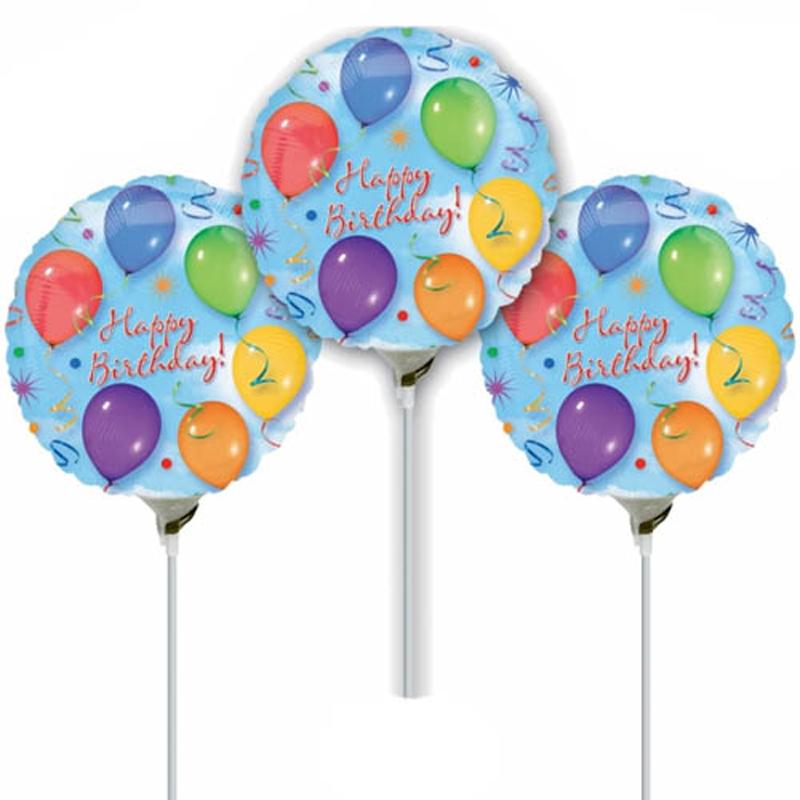 Balloons & Streams Birthday Ez-Fill Foil Balloons 9in, 3pcs Balloons & Streamers - Party Centre