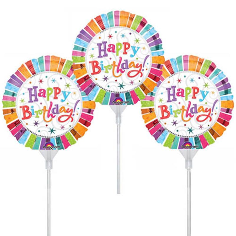 Radiant Birthday EZ-Fill Foil Balloons 9in, 3pcs Balloons & Streamers - Party Centre