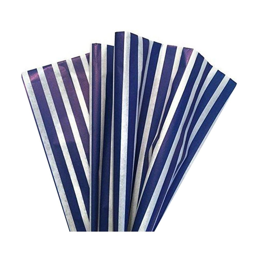 Stripe Royal Blue Wrapping Tissue Paper 8pcs Party Favors - Party Centre