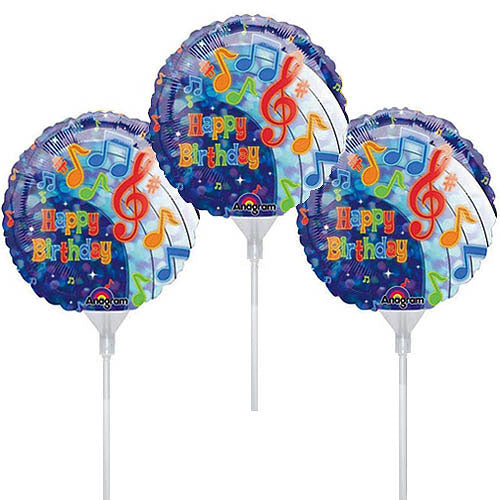 Party Tunes Birthday EZ-Fill Foil Balloons 9in, 3pcs Balloons & Streamers - Party Centre