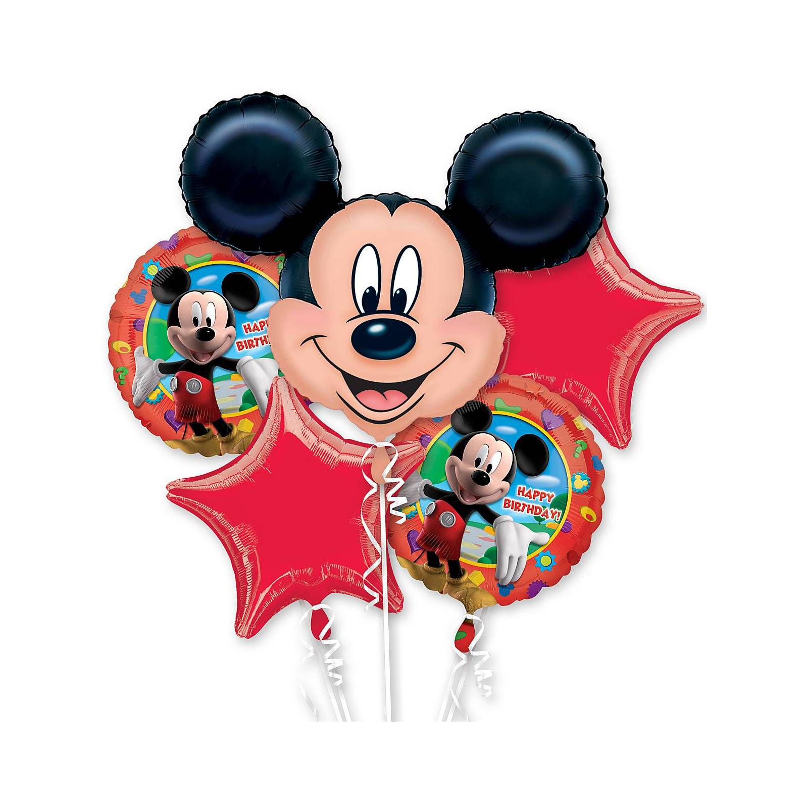 Mickey Mouse Birthday Balloon Bouquet 5ct Balloons & Streamers - Party Centre