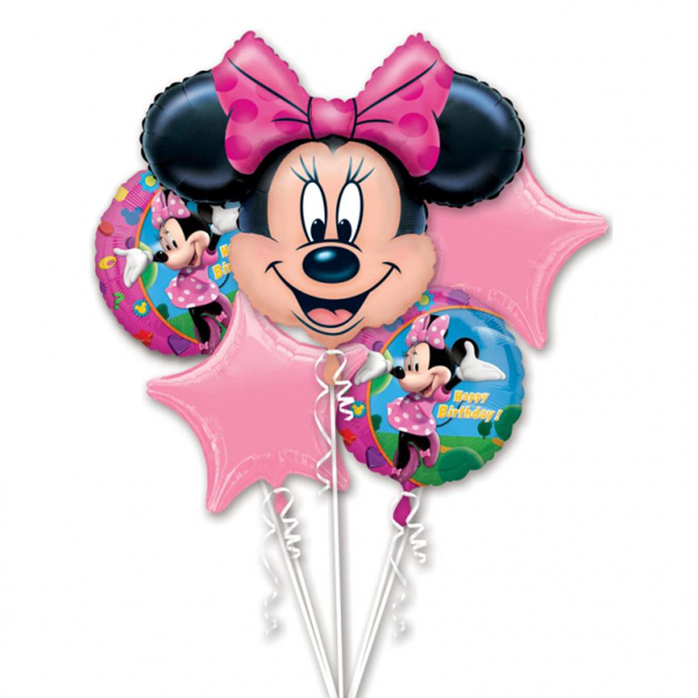 Minnie Mouse Birthday Balloon Bouquet 5ct Balloons & Streamers - Party Centre