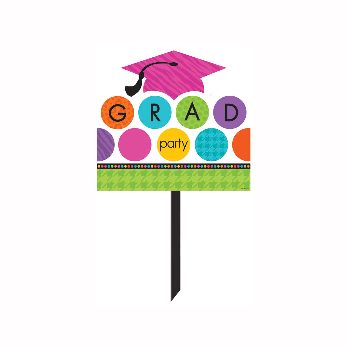 Colorful Commencement Multicolor Yard Sign 14in x 15in Decorations - Party Centre